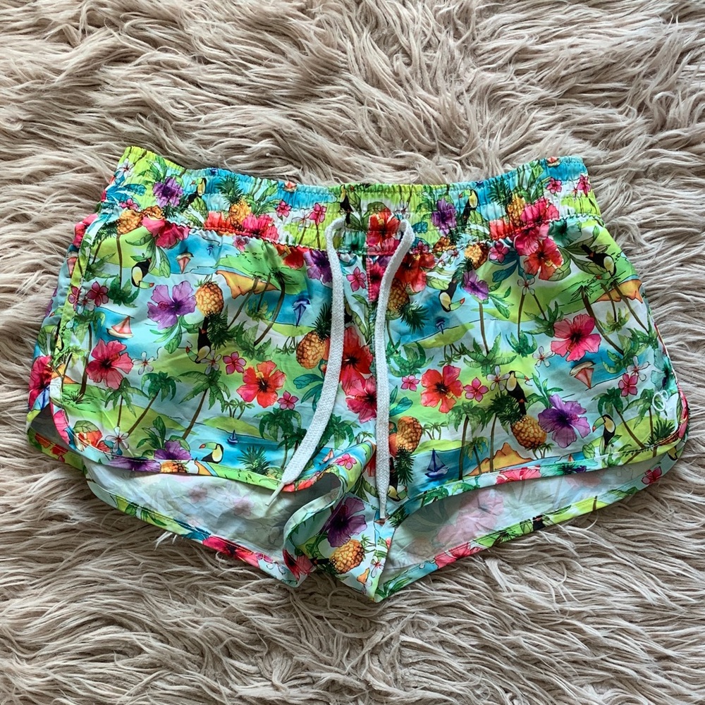 OP Women’s Colorful Tropical Athletic/Swim Shorts